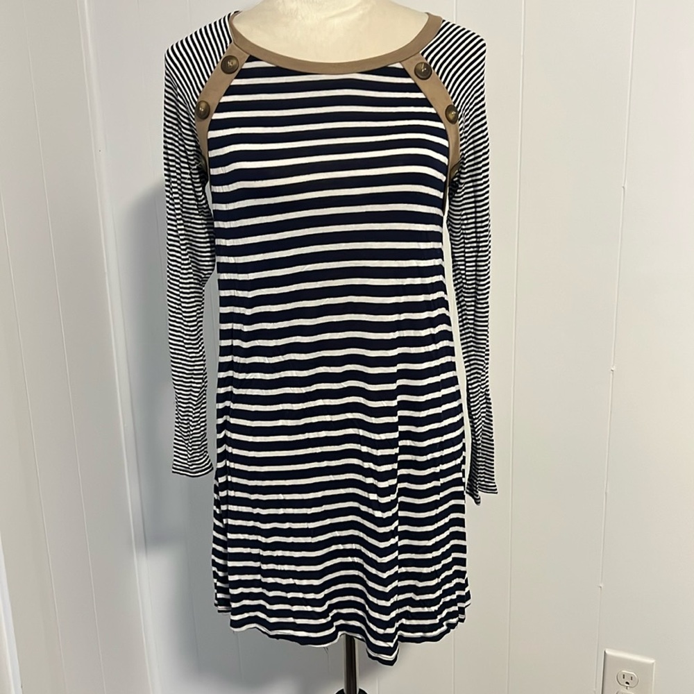 Navy and white stripped dress